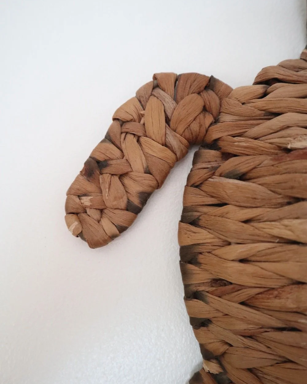 Set of two vintage turtle wall hangings handmade with woven natural water hyacinth.