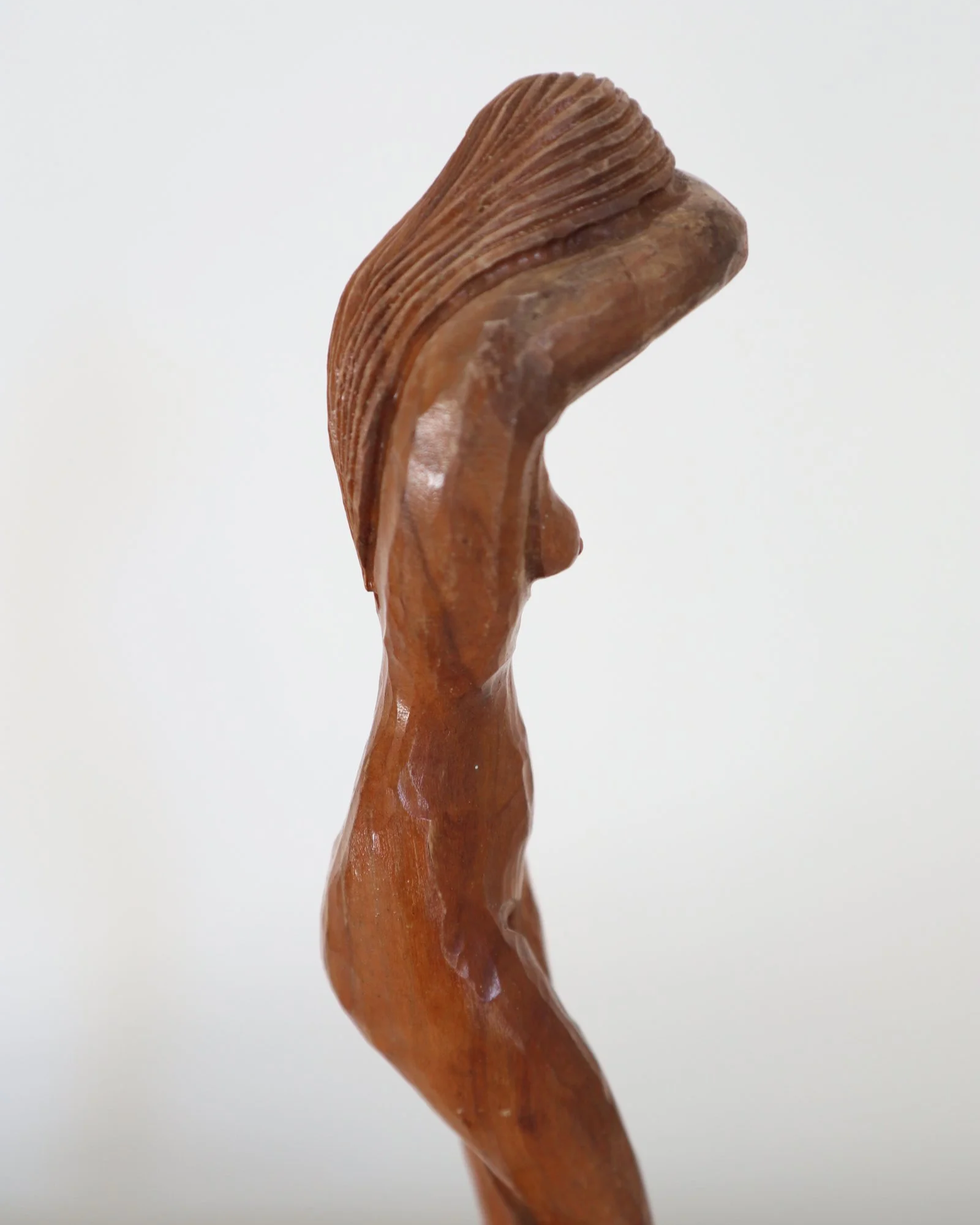 Vintage, hand carved wooden sculpture of female nude.