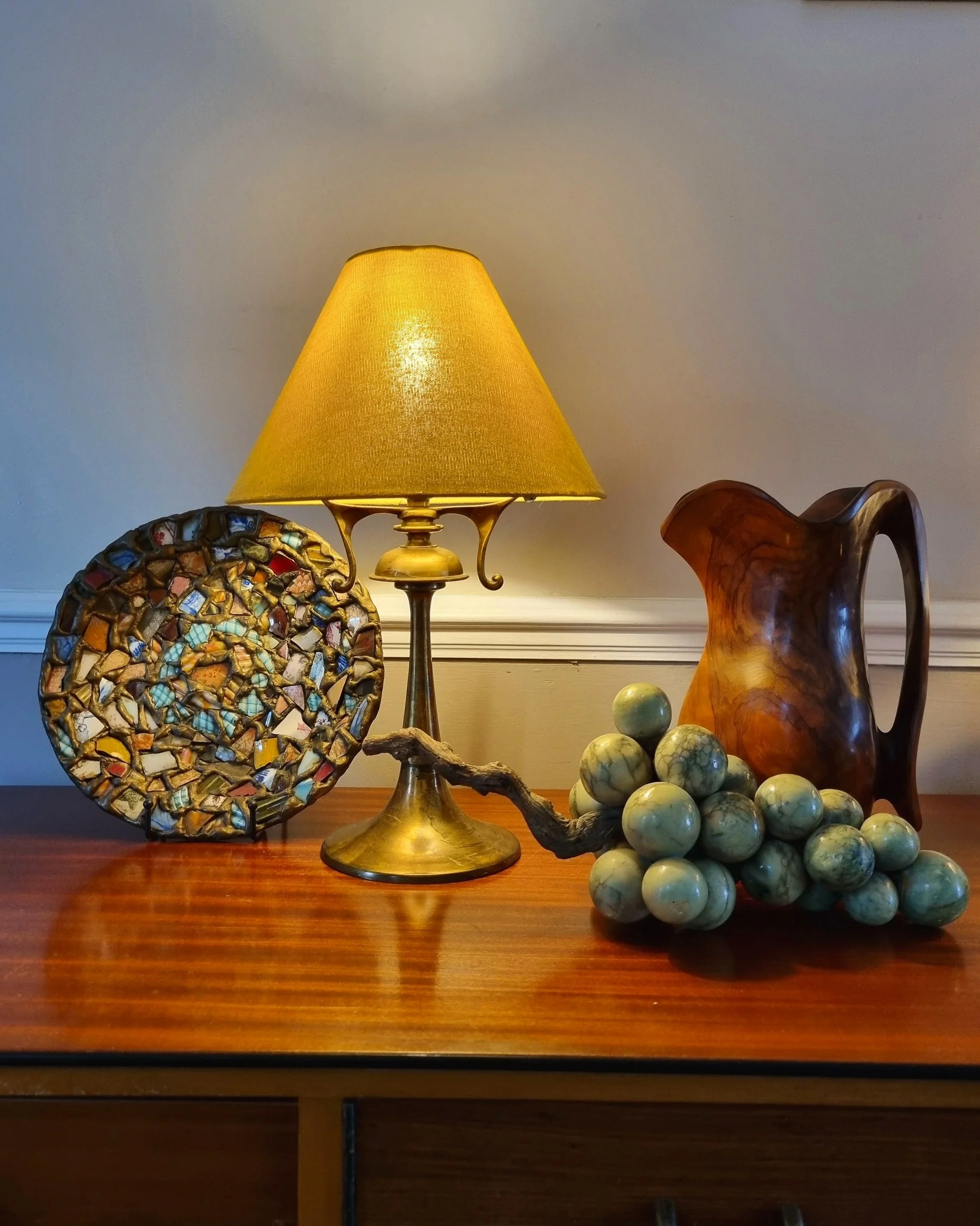 Pair of elegant Art Nouveau style heavy brass table lamps.