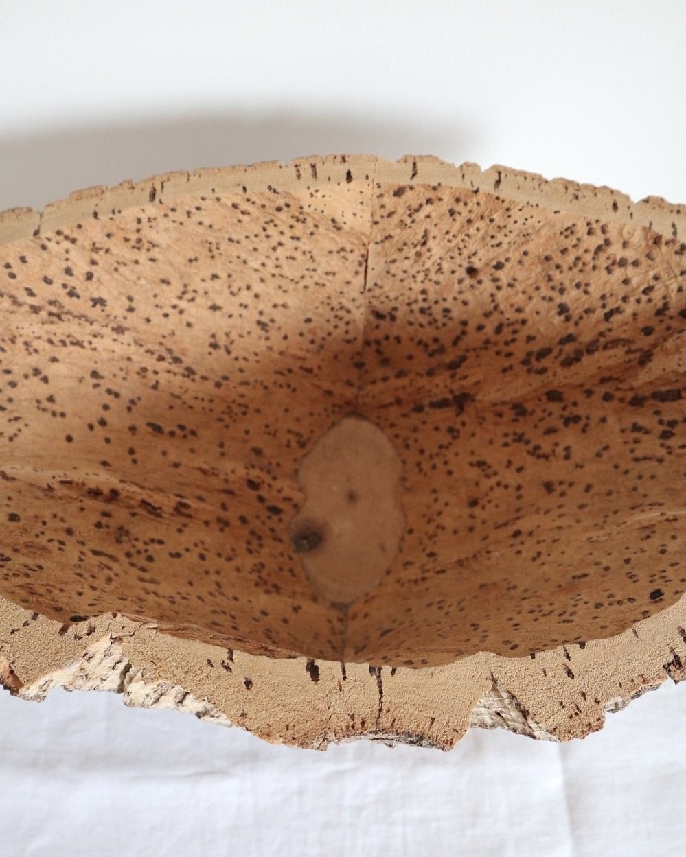 Vintage handmade decorative oval shaped natural cork bowl. Made with three pieces of cork.