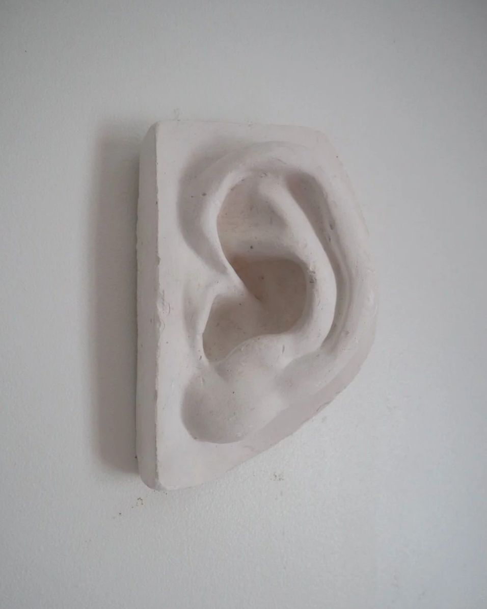 Vintage white plaster cast of David's ear by Michelangelo.