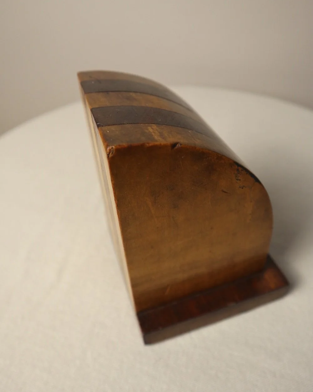 Vintage Art Deco style two tone arched wooden bookends.