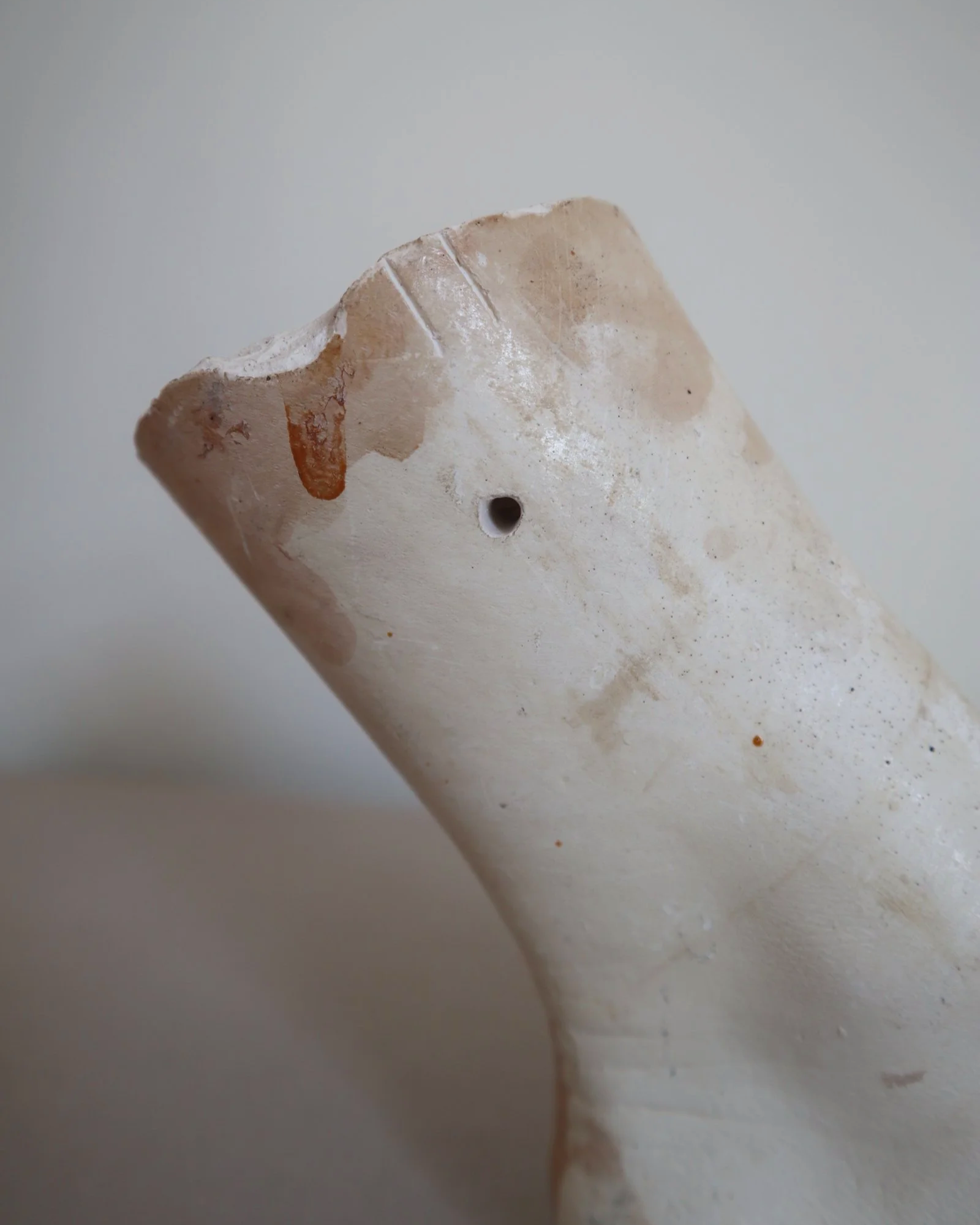 Classical-style decorative plaster foot sculpture, likely used as an anatomical or art studio study model.