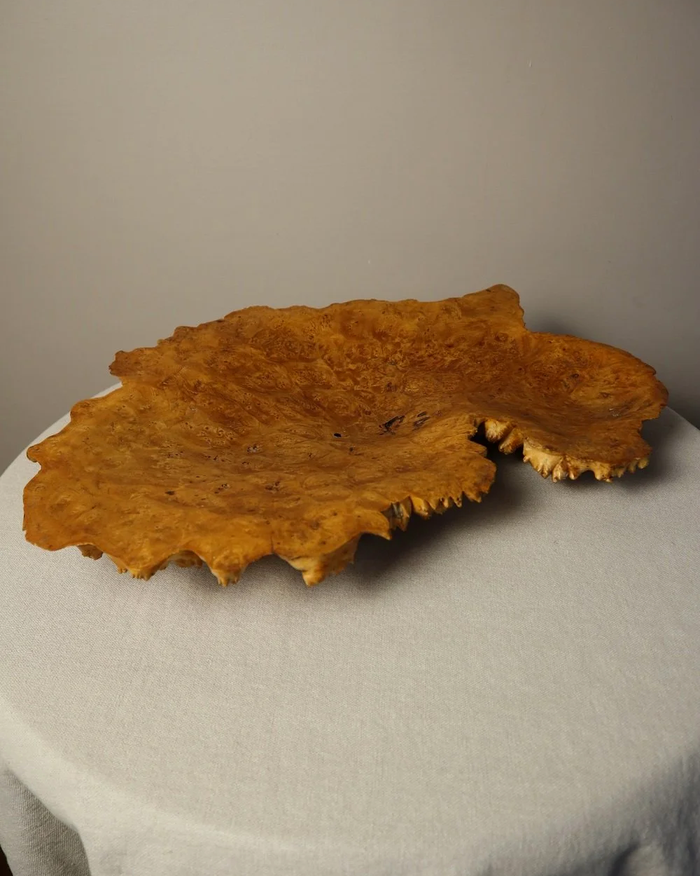 Hand carved burr wood dish