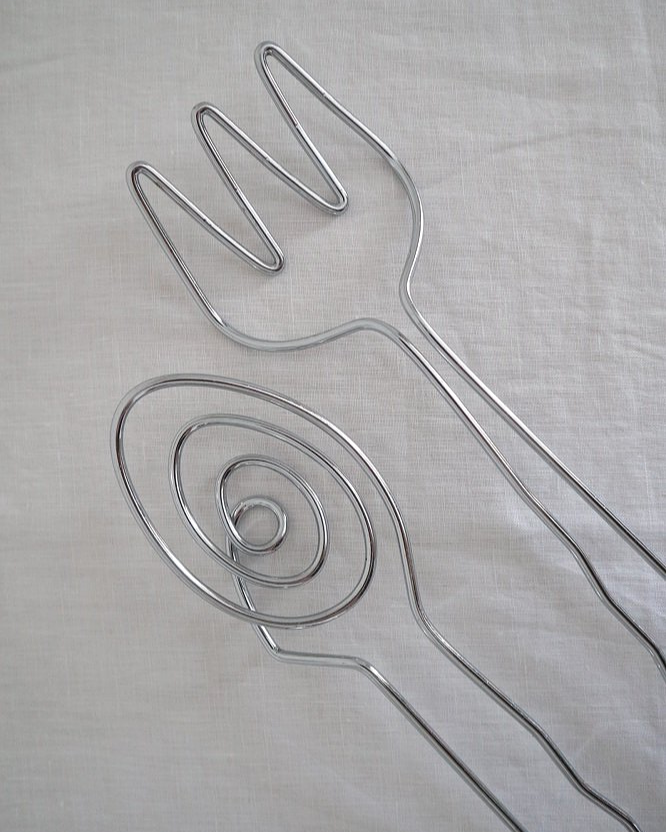 Vintage Modernist style stainless steel salad servers