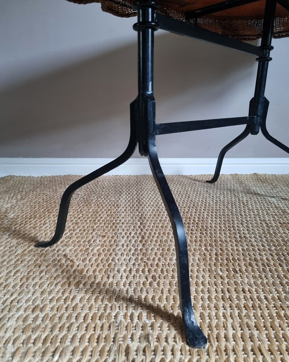 Rare, exquisite trompe l'oeil woven rattan table