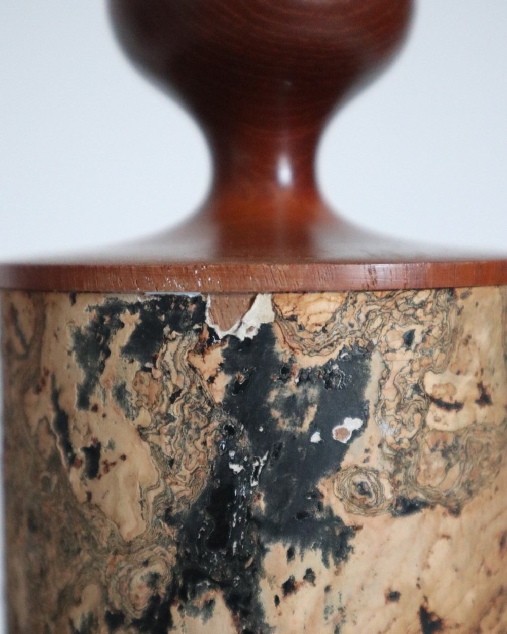Mid century teak and cork table lamp, circa 1970s.