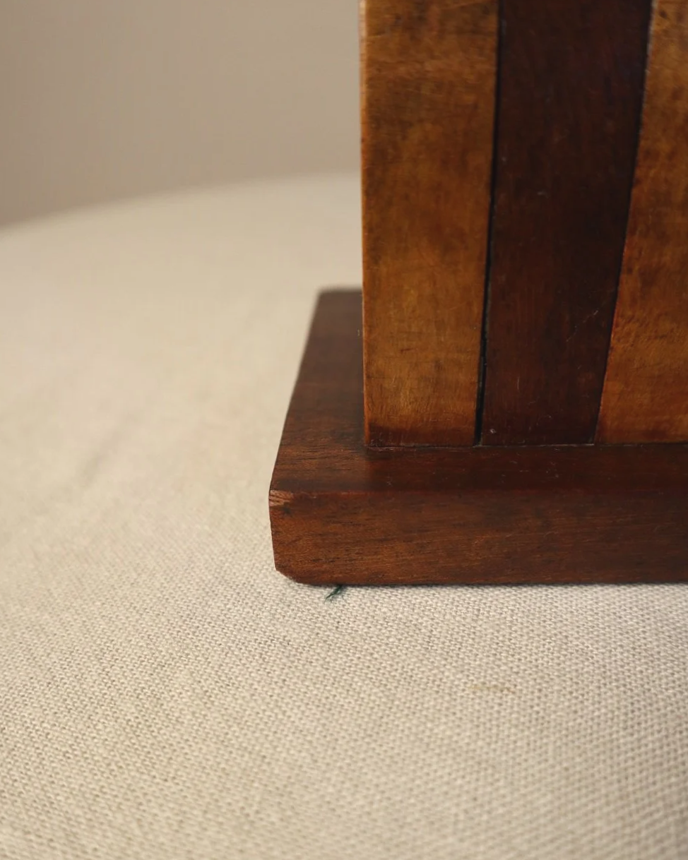 Vintage Art Deco style two tone arched wooden bookends.