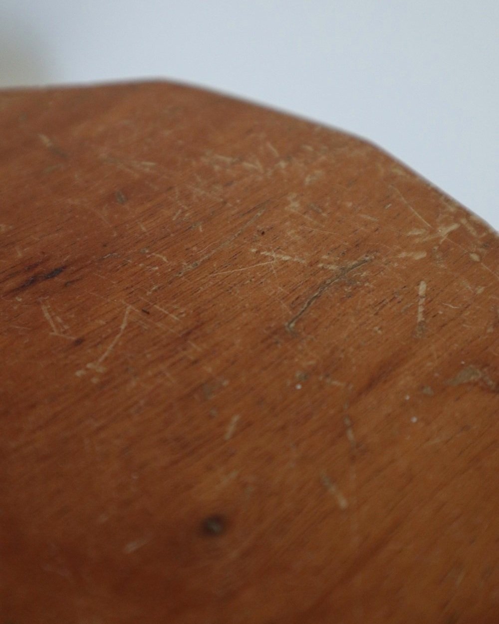 Vintage small rustic folk art handmade wooden stool from Fenterleigh Woodcraft, Tintagel Cornwall, Circa 1940s.