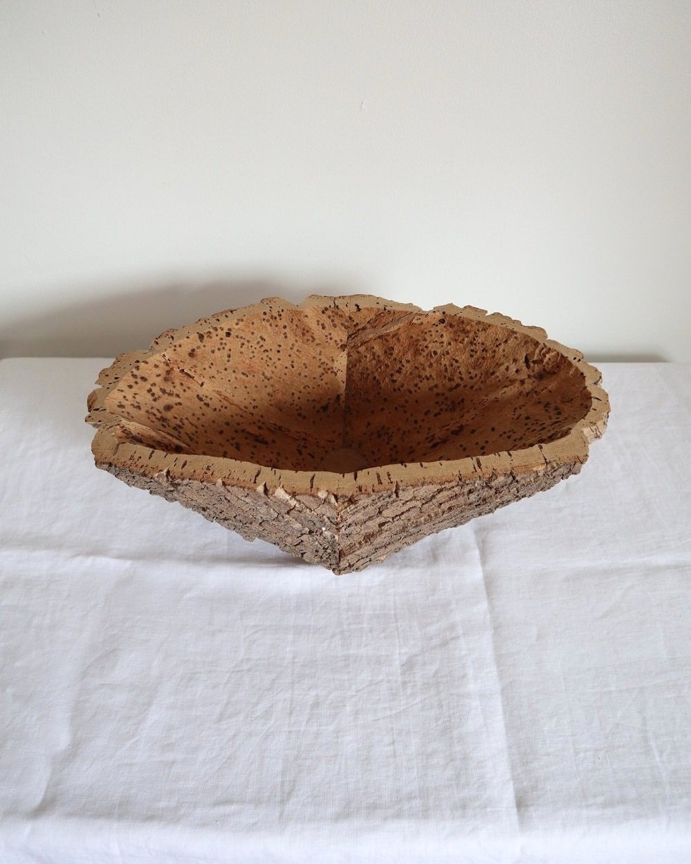 Vintage handmade decorative oval shaped natural cork bowl. Made with three pieces of cork.