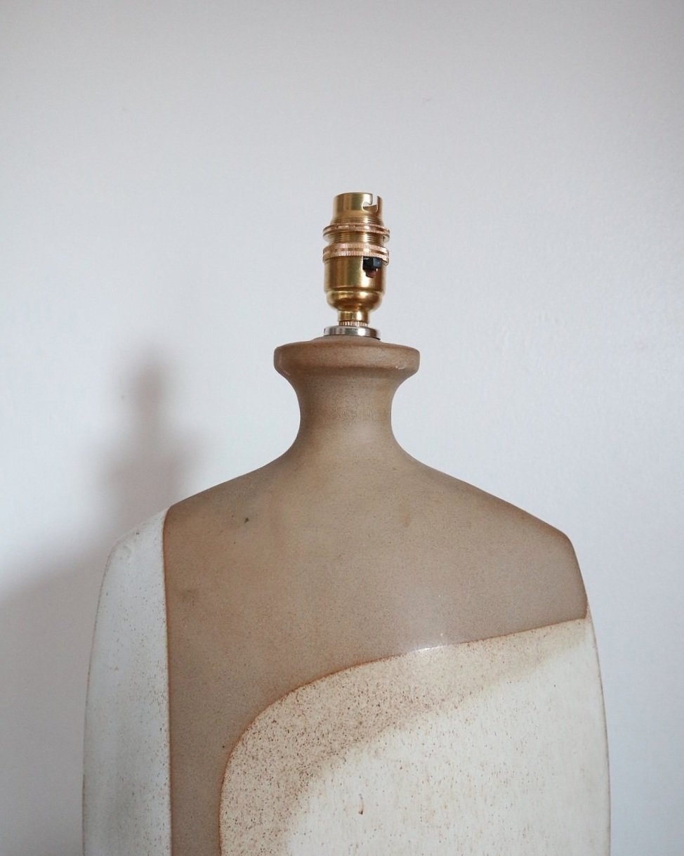 Large mid century sculptural 'Nanceddan' Tremaen ceramic table lamp by Peter Ellery, Cornwall. Circa 1970s.