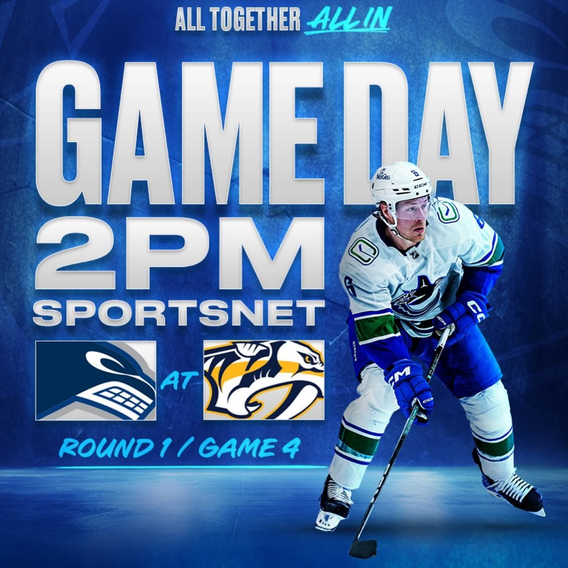 UP AND AT &rsquo;EM!

BIG DAY! We&rsquo;re open early at 1:30 p.m. and showing the @canucks / Nashville Game Four at 2 p.m. with full sound and food &amp; drink features including rotating varieties of our famous free-range chicken wings and game-day