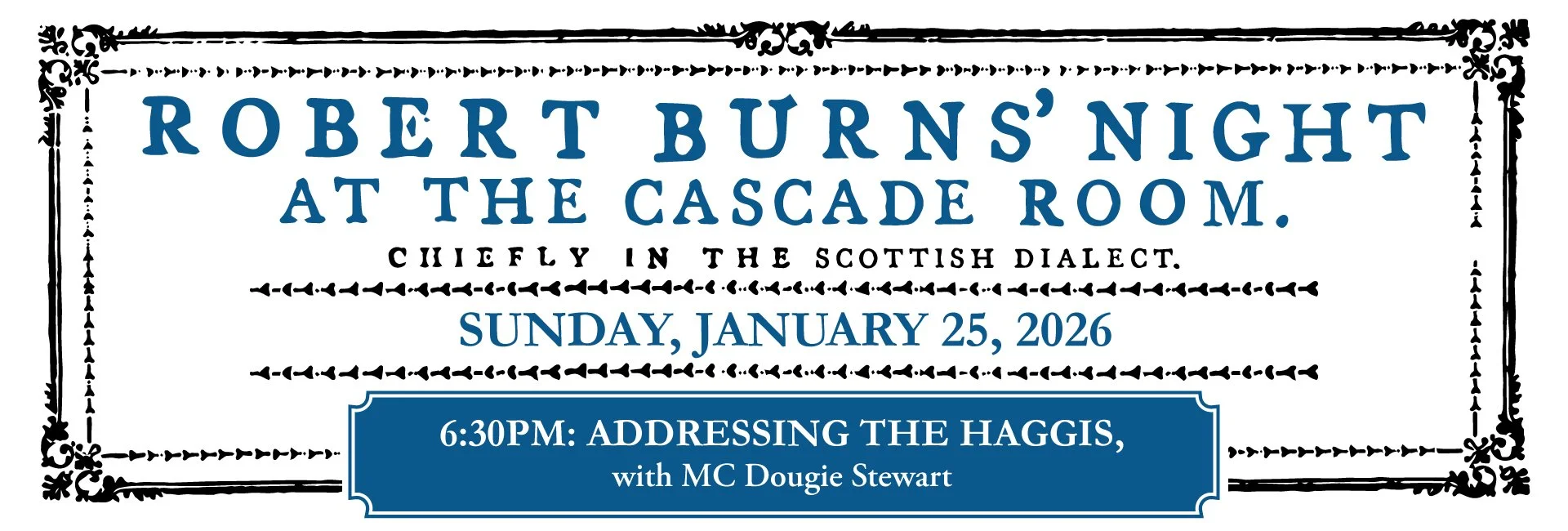 Robbie Burns Night at The Cascade Room