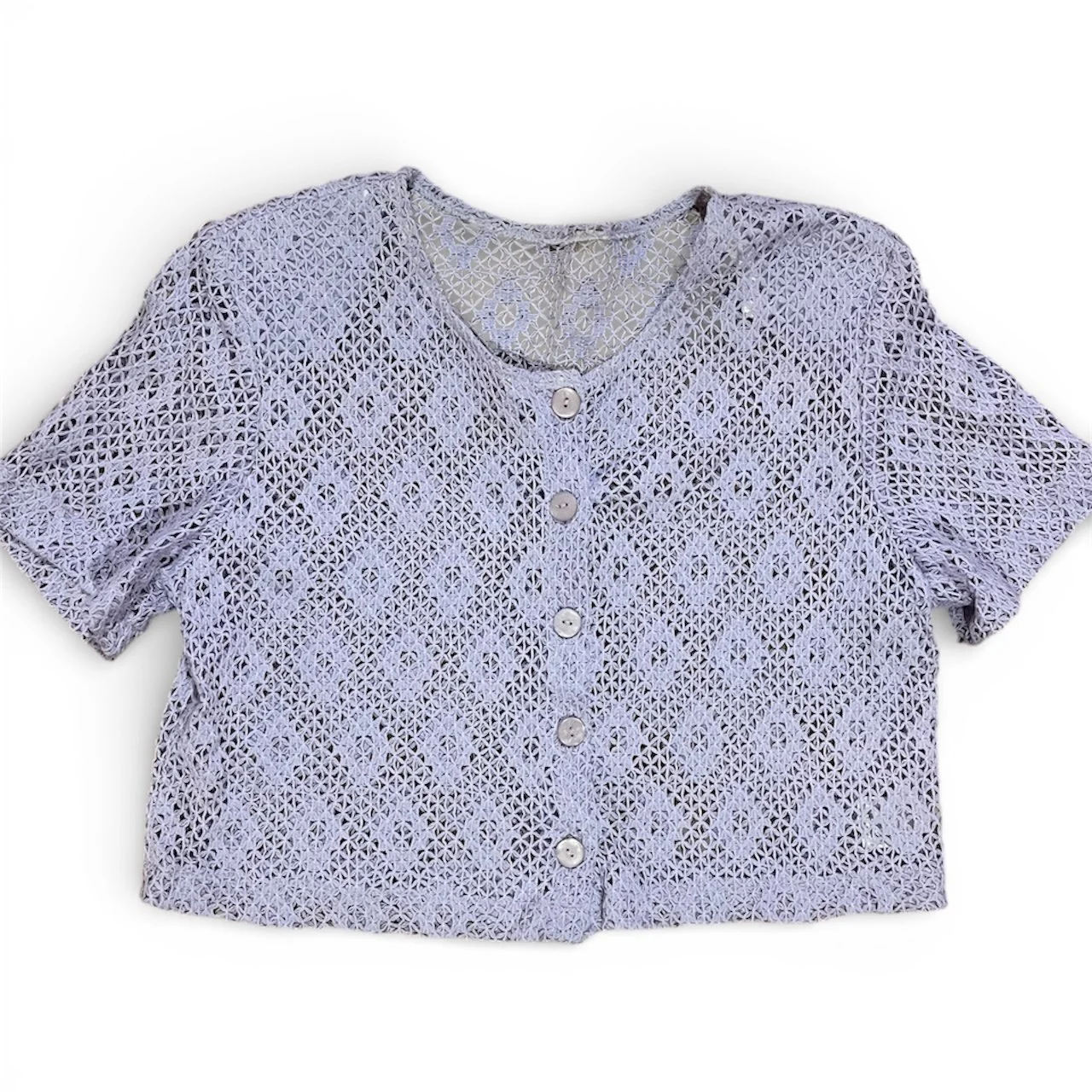 Vintage Lilac Crochet Cardigan