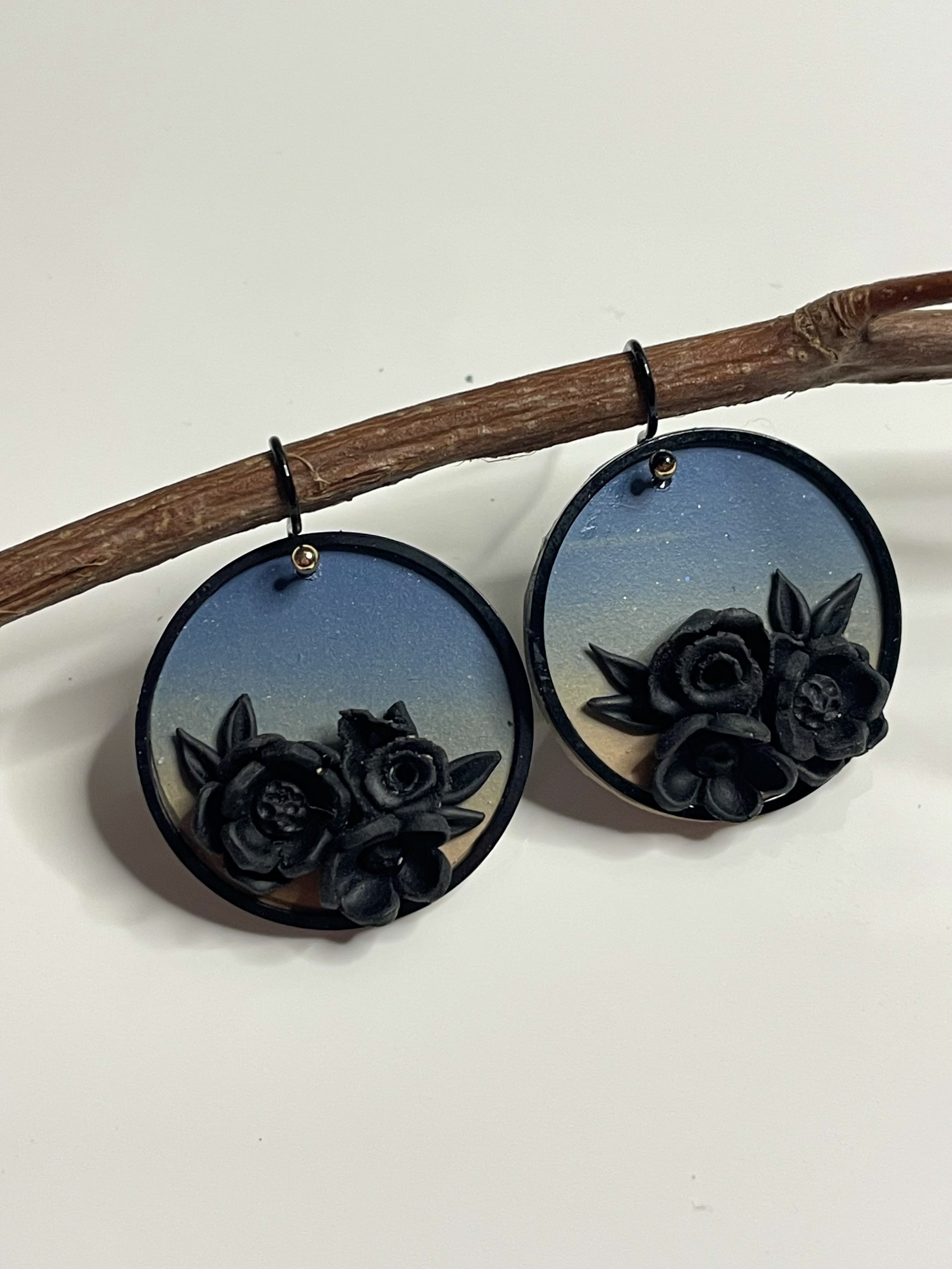 Sunsets and Shadows Earrings - round