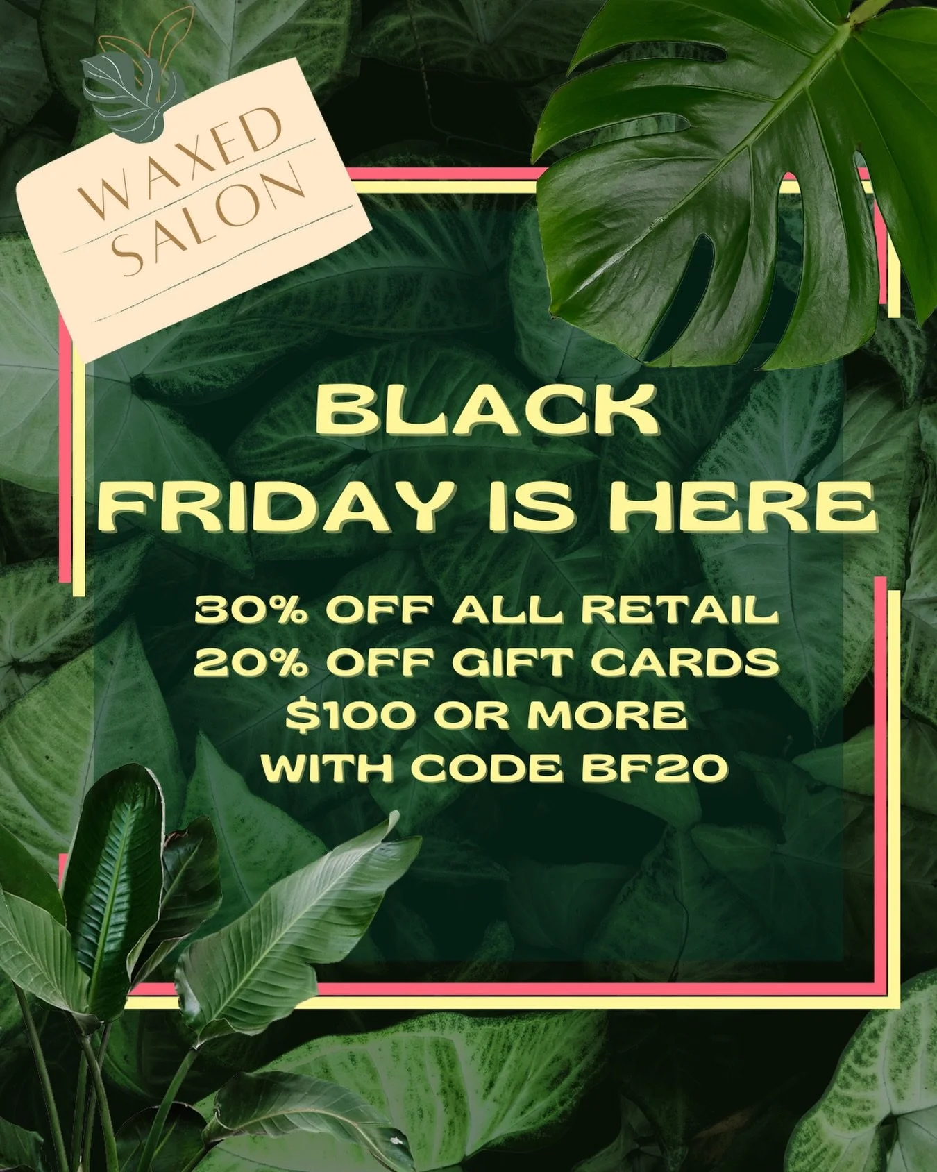 It&rsquo;s not an indulgence if you use it all year long. 

Go ahead and stock up on gift cards for your waxing appointments, your skincare needs, or get some adorable stocking stuffers in our retail lounge! 

This sale goes to the end of November &a