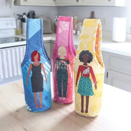GO! Paper Doll Wine Totes