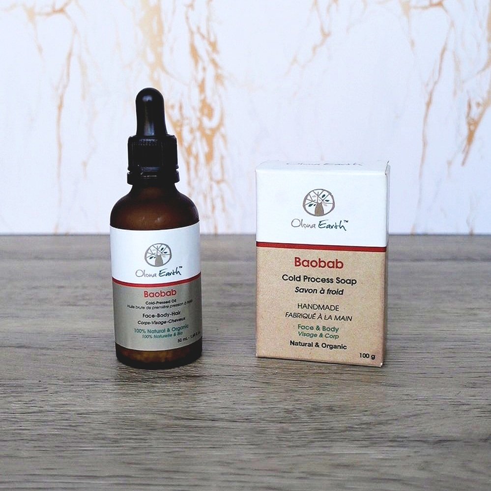 Baobab oil and soap for the skin