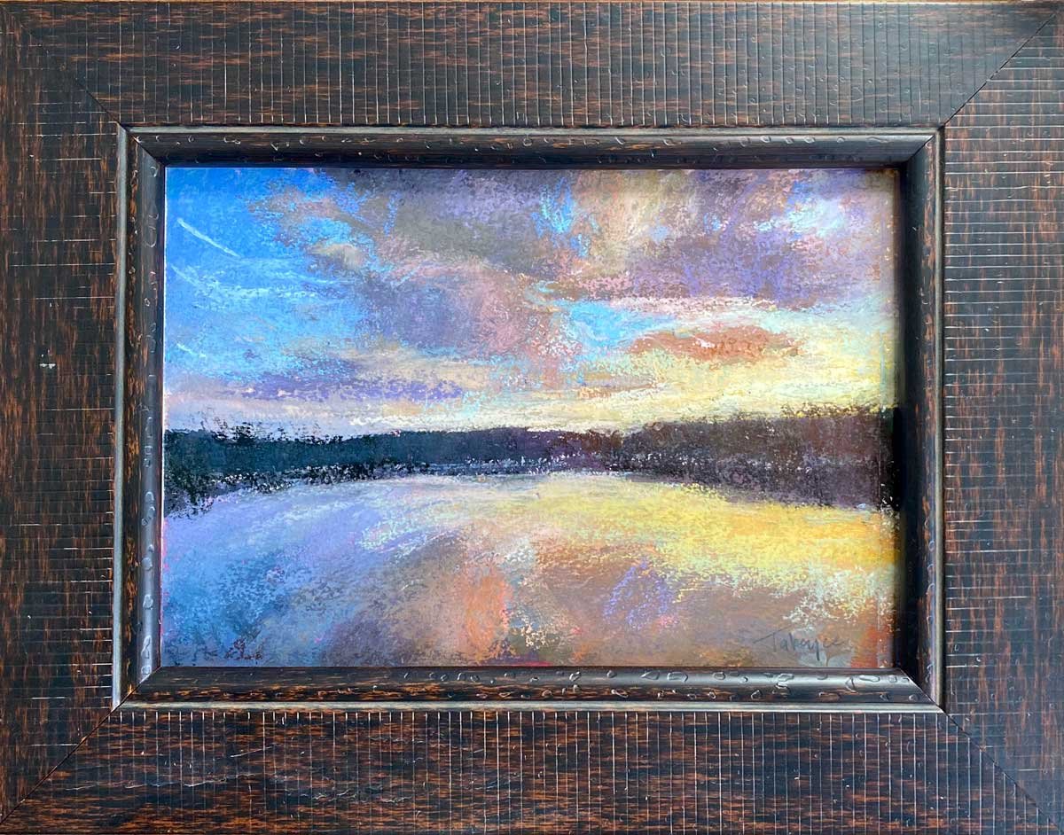 sunset_sky_framed_6x8_pastel_gouache_takeyce.jpg