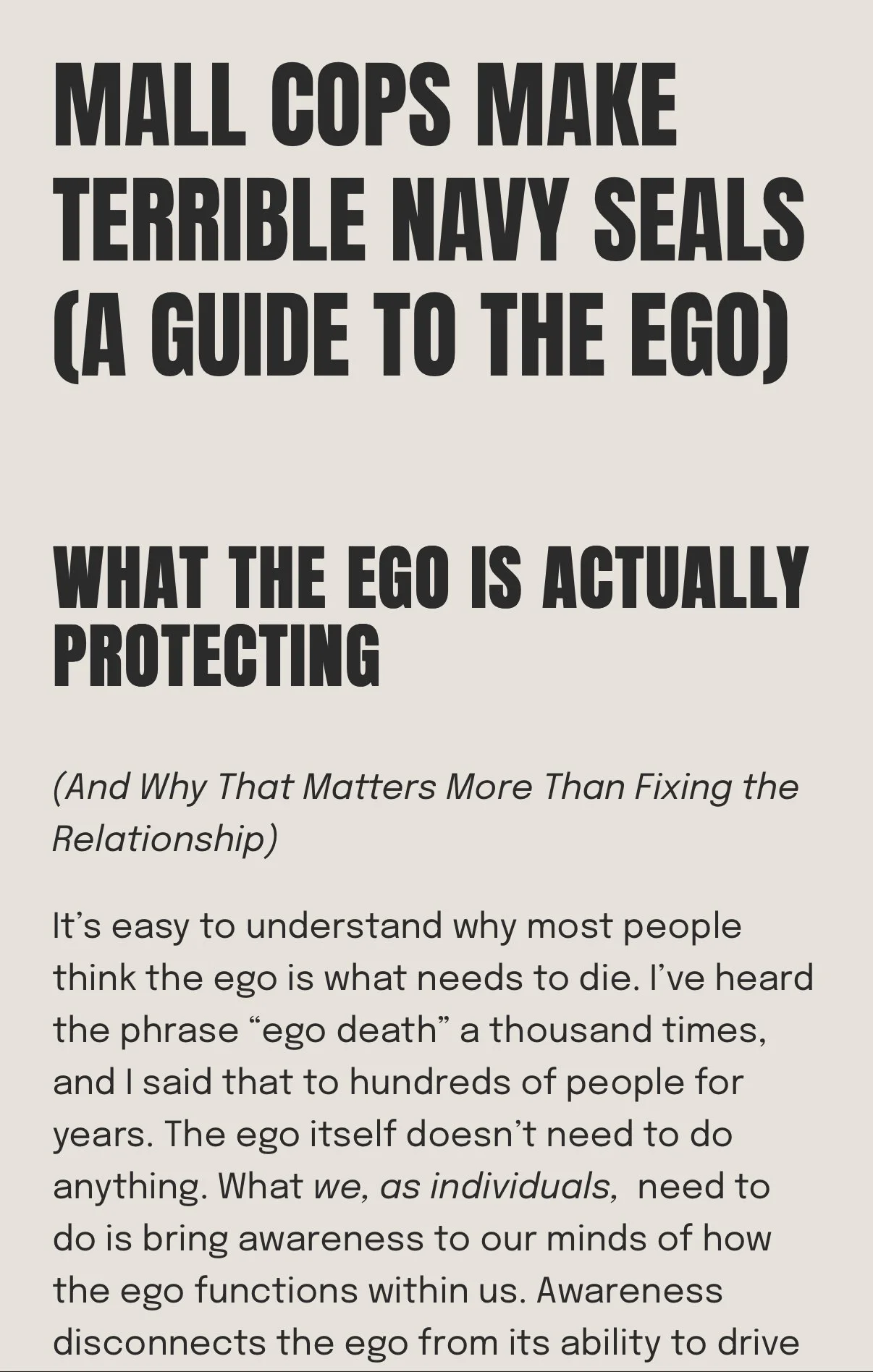Mall Cops Make Terrible Navy SEALs (A Guide to the Ego)
