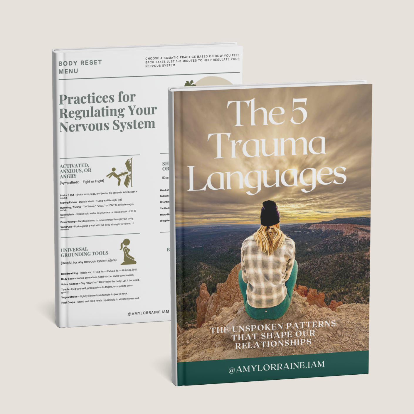 An open book lying on green grass surrounded by yellow and brown fallen autumn leaves.