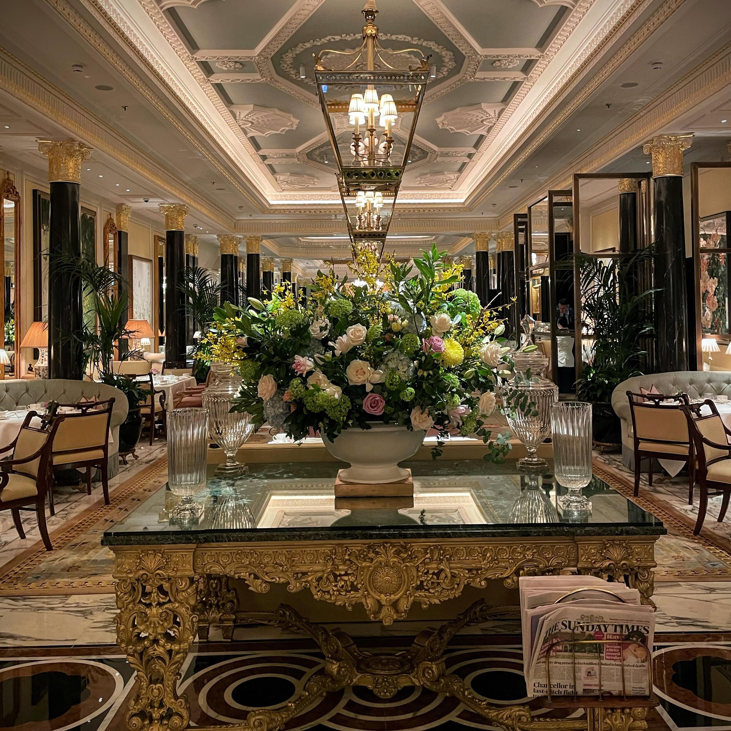 Collecting clients this morning from the beautiful Dorchester hotel.

With its pink and eau-de-nil colour scheme and gilded details, this is one of London&rsquo;s most elegant hotels, and is also home to the newly-renovated Vesper bar, perfect for la