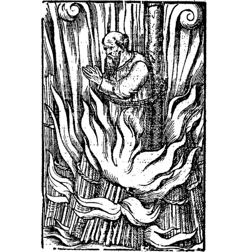 A 15th century woodcut or engraving of the burning at the stake of the Lollard Richard Wyche