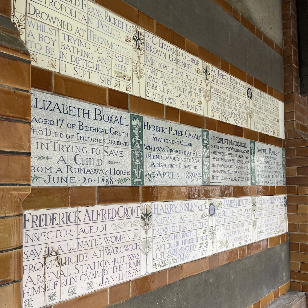 The Memorial to Heroic Sacrifice in Postman's Park, London