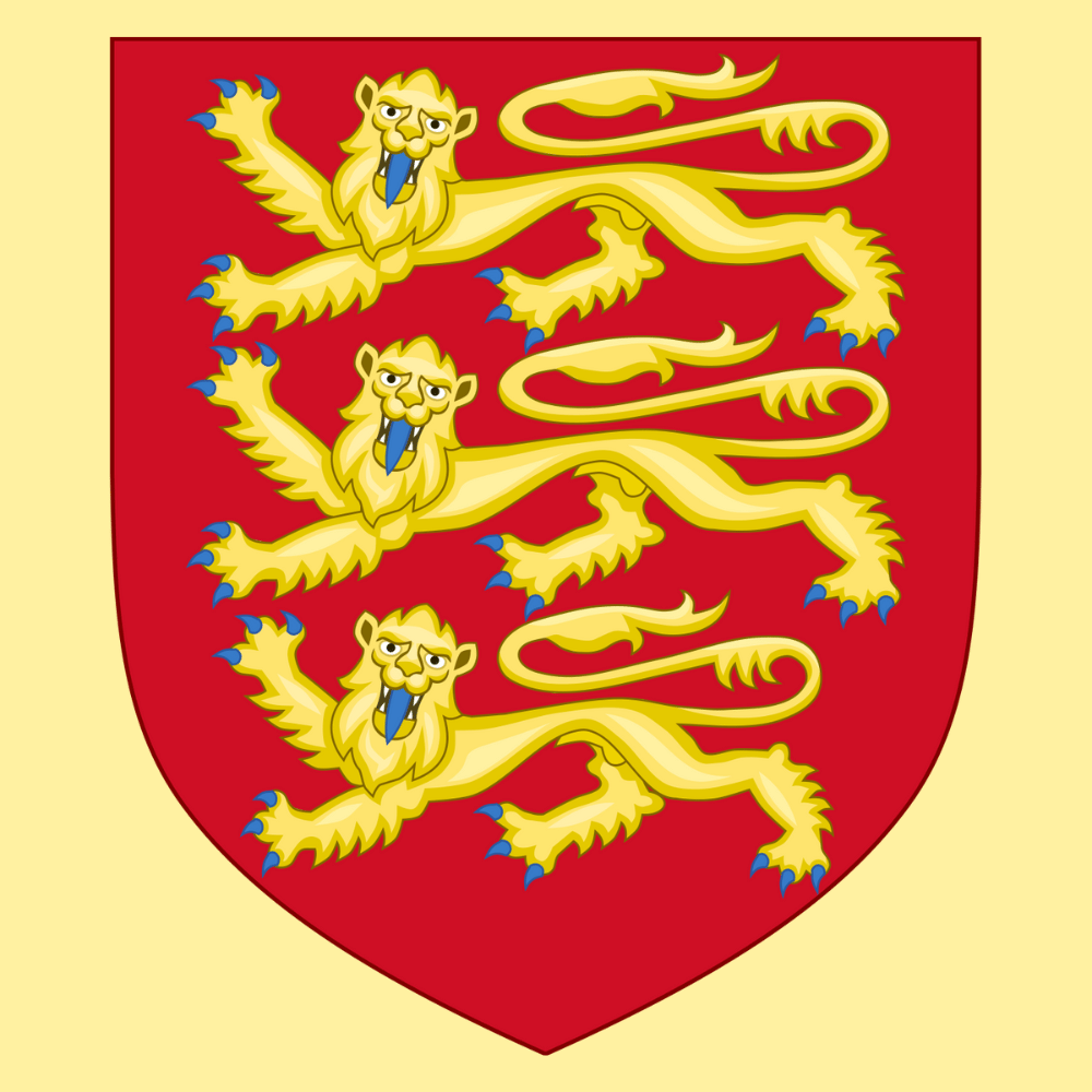 Three lions on the English Royal Coat of Arms