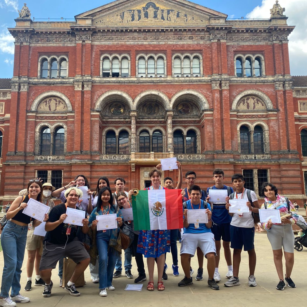 A group of school students at the Victoria and Albert Museum