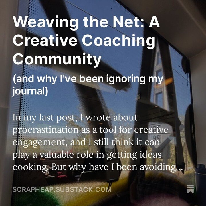 Check out my latest Scrapheap post where I contemplate feeling unmoored and needing to connect with a creative community in order to start reconnecting to my creative projects. (link in bio)

If you are also in need of a creative community, or know s