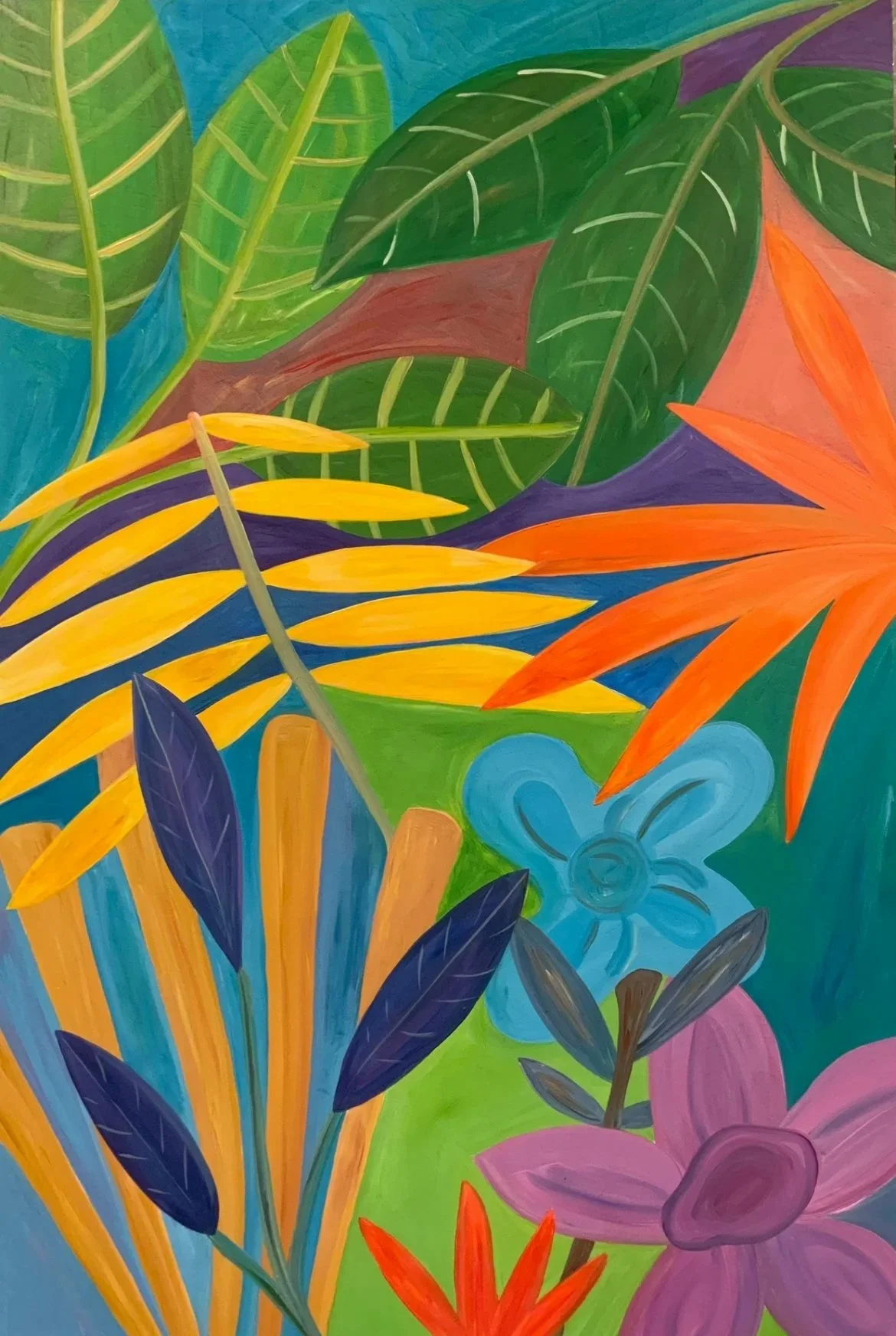 "Rainforest Boost" 36"x 24" Lacquered Acrylic on wood panel