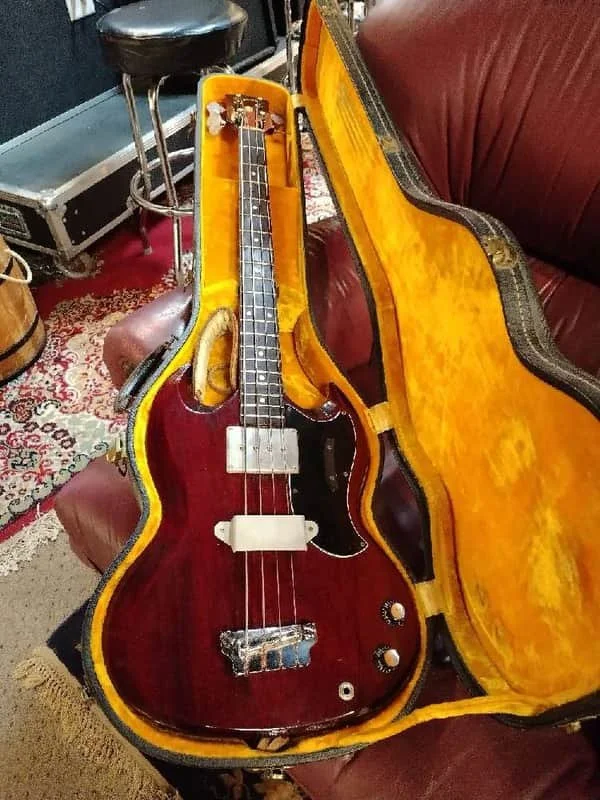 Vintage 1963 1 Owner Gibson EB-0 Cherry OHSC Strap Hang Tag Free Shipping!