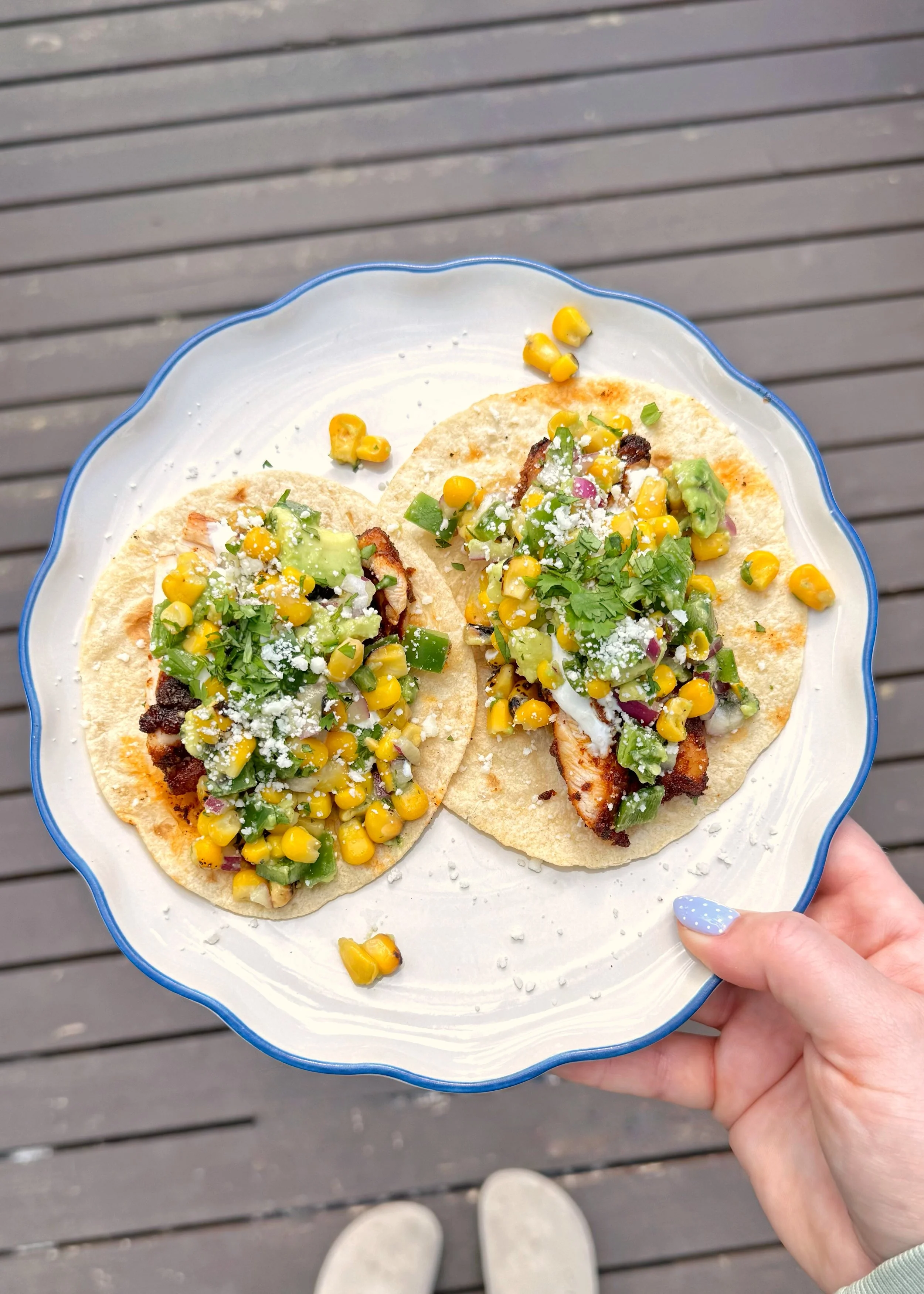 Grilled Chicken Tacos With Avocado Corn Salsa
