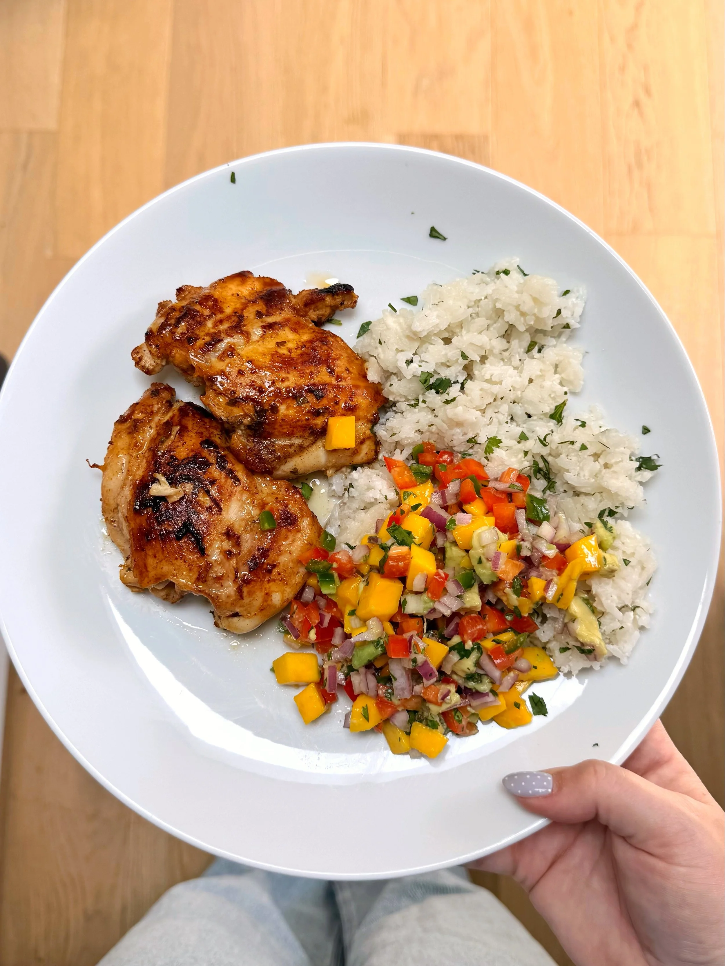 Cilantro Lime Chicken with Coconut Rice &amp; Mango Salsa