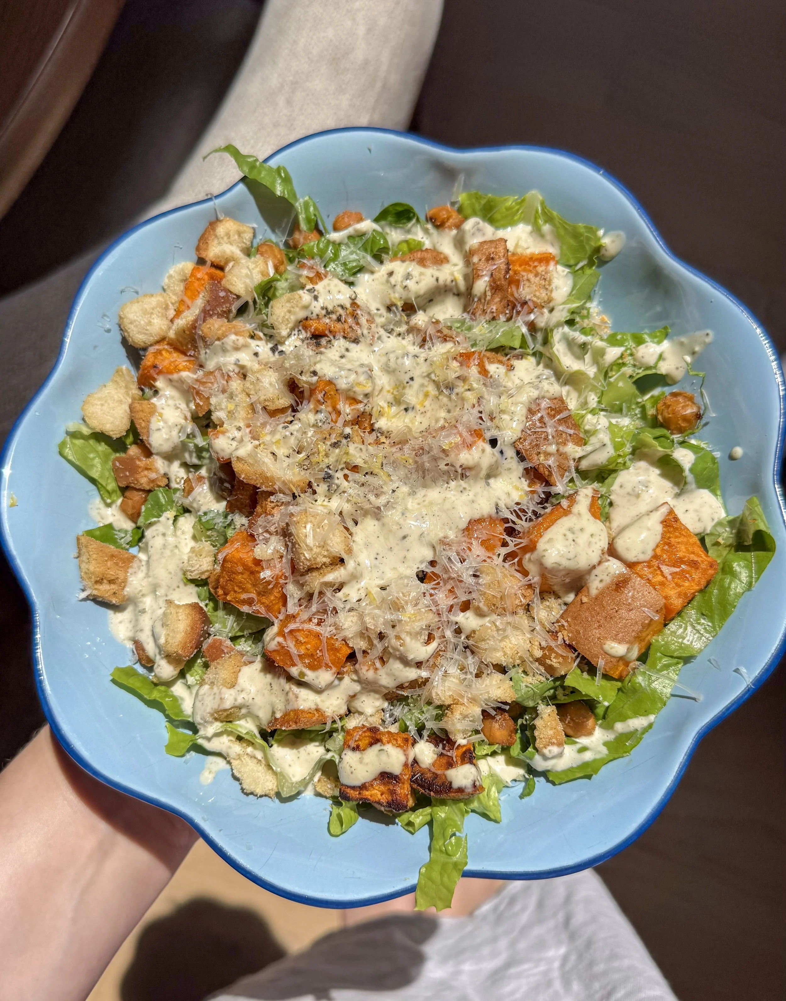 Sweet Potato and Chickpea Caesar Salad