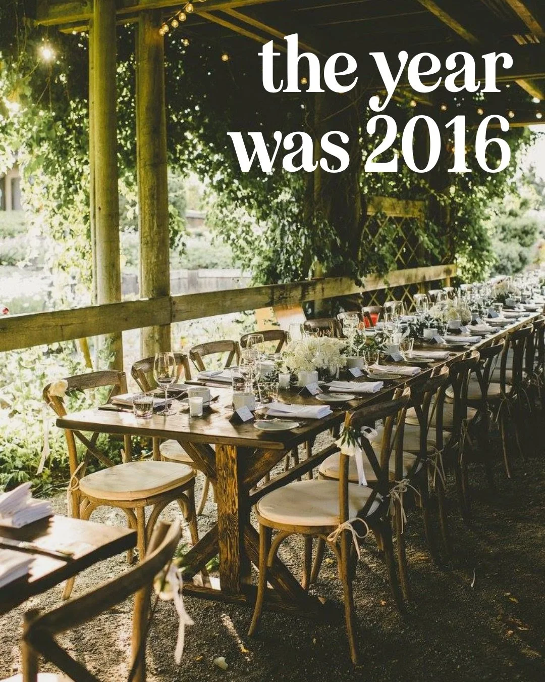 vintage bespoke, literallyyy!! 2016 bespoke meant we were in our peak rustic era. calligraphy had us in a chokehold, eucalyptus in every arrangement, and marquee lights were everywhere!! and even after 10+ years, some of our inventory is kicking arou