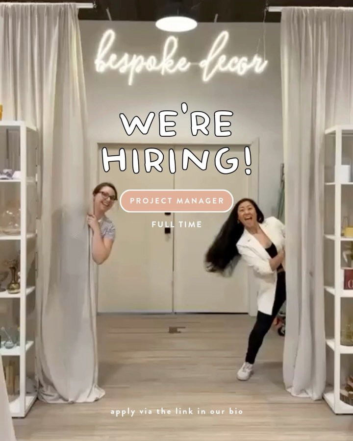 Tell your friends!!! Bespoke is growing and we are hiring 💗 We&rsquo;re looking for a few, rad peeps for these roles: 

✨Project Manager
✨Client Care &amp; Sales Team Manager
✨Warehouse Shift Lead
✨Seasonal Part-Time Driver

Know someone who&rsquo;d