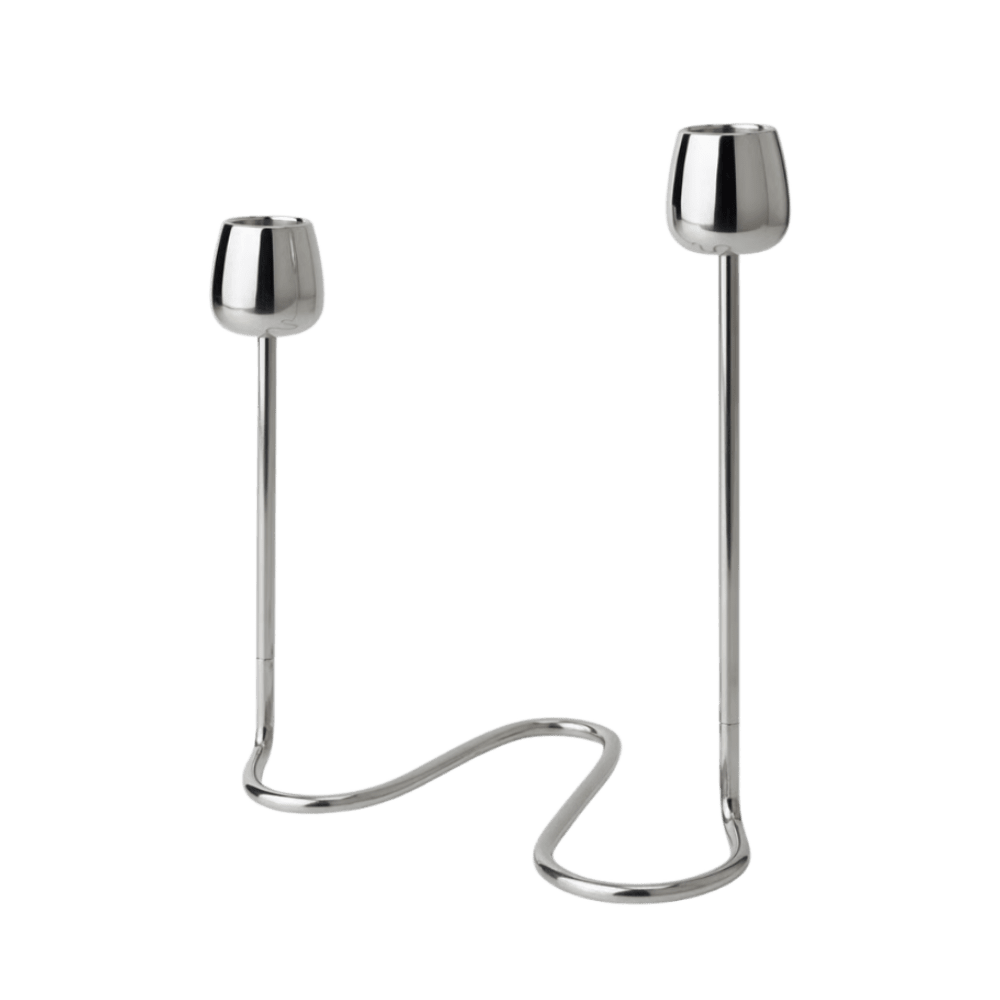 Chrome Double Taper Candle Holder
