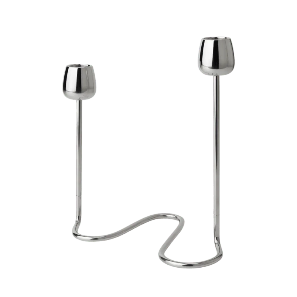 Chrome Double Taper Candle Holder