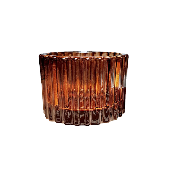 AMBER FLUTED CANDLE HOLDER