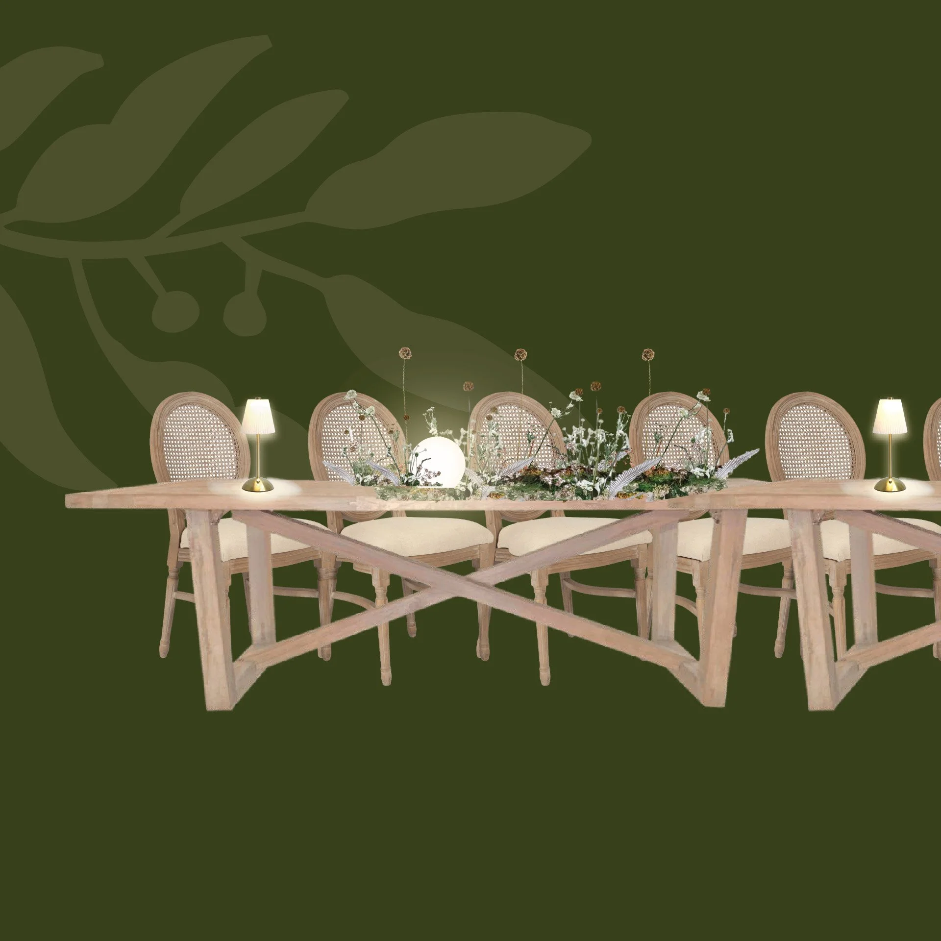 Decorative bar setup with green curtains, a chandelier, and framed art, featuring gold and crystal accents, and a golden phrase on a mirror that reads 'you better not kill the groove.'