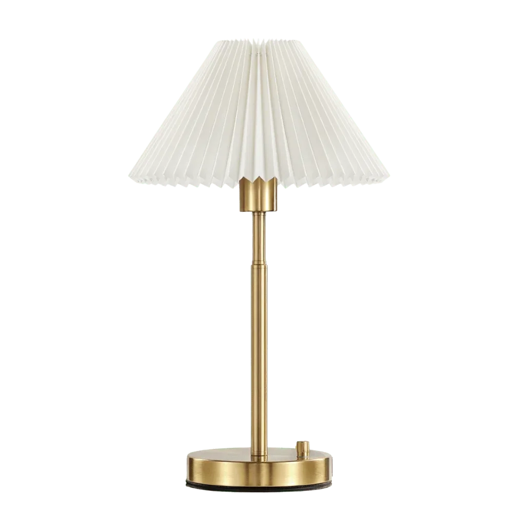 Gold Table Lamp with Pleated Shade