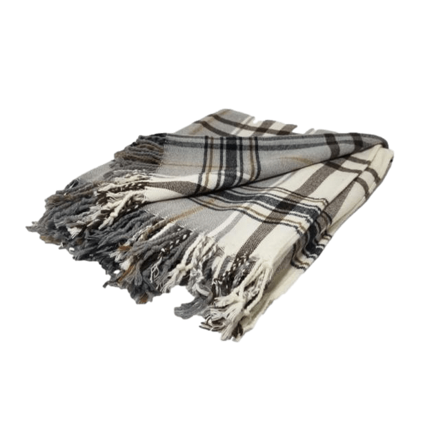 GREY PLAID THROW BLANKET
