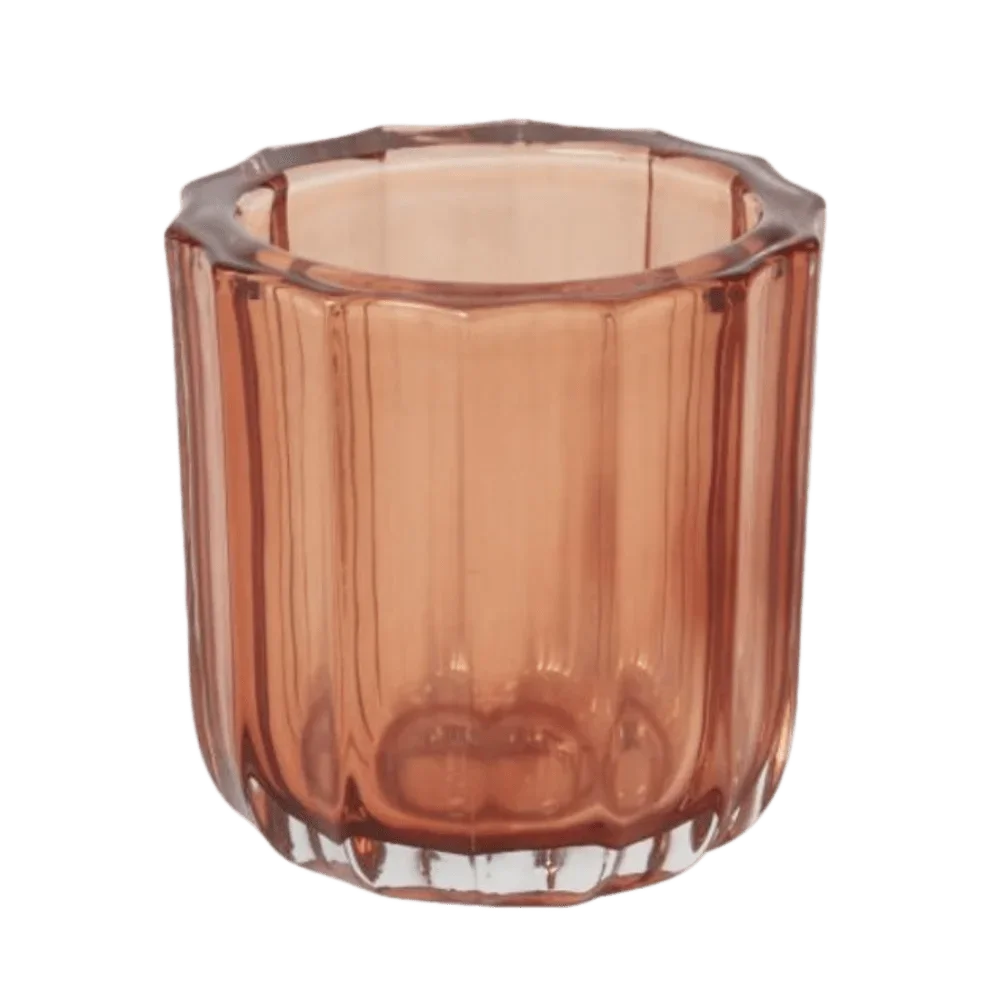 Peach Glass Candle Holder