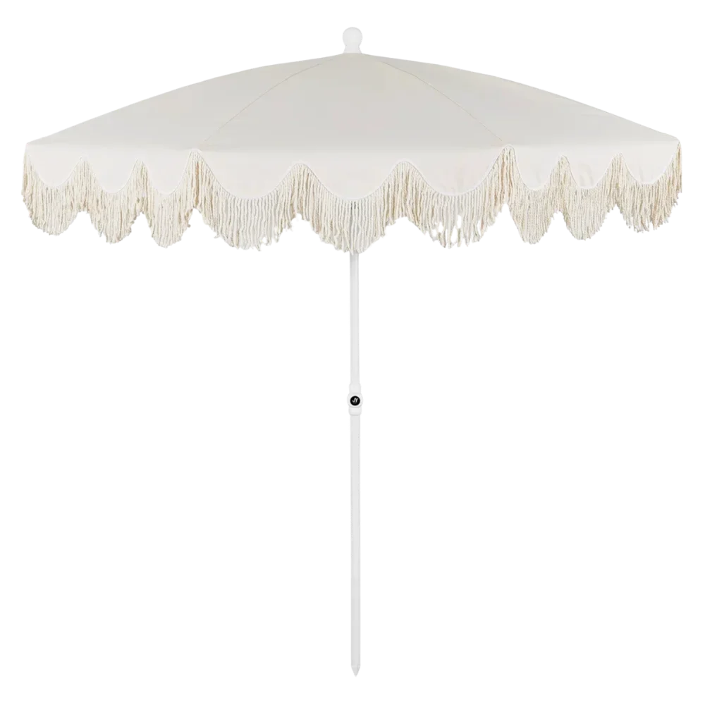 Scalloped Cream Fringe Parasol