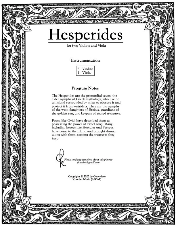 Hesperides - for two Violins and Viola (2025)