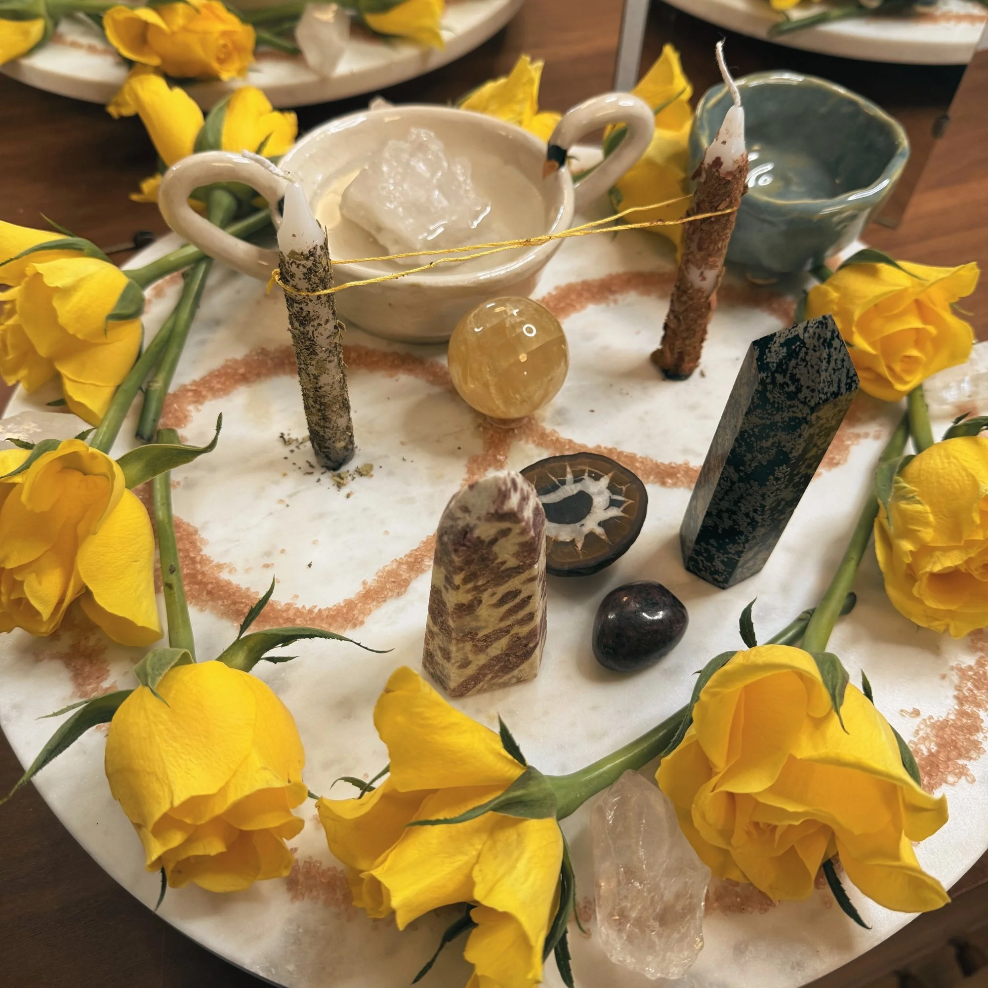 Image of altar with candles and flowers