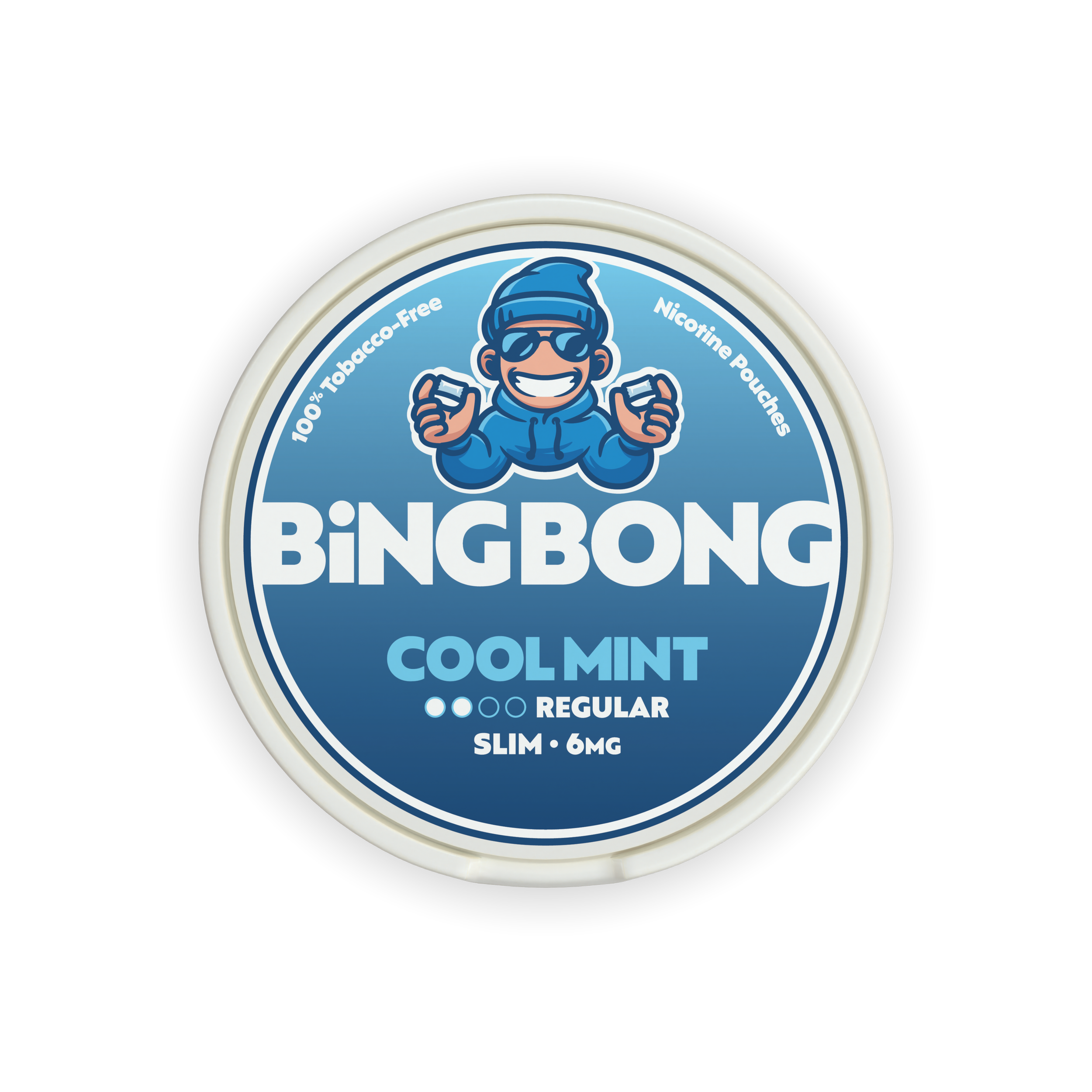 BiNGBONG COOL MINT nicotine pouches, 100% tobacco-free, COOL MINT flavor, regular strength, slim, 6mg.