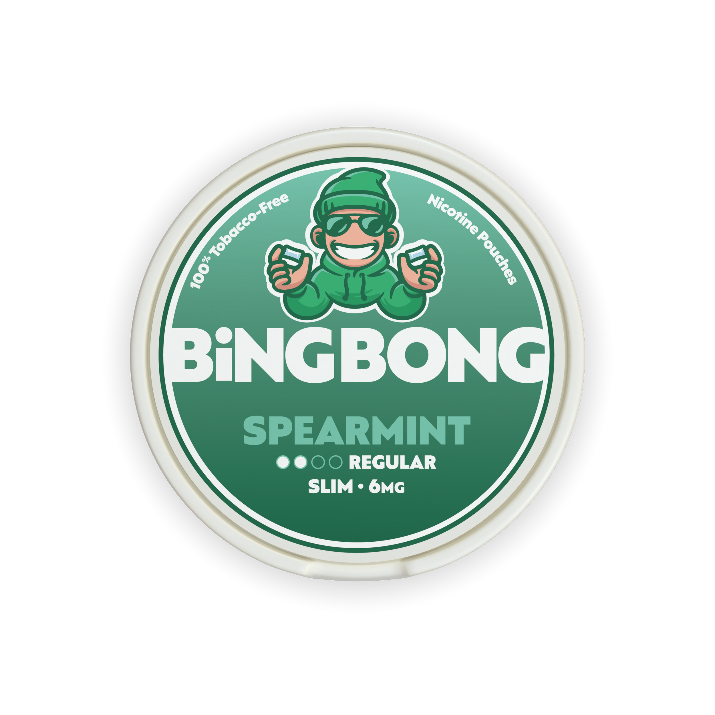 BiNGBONG SPEARMINT nicotine pouches, 100% tobacco-free, SPEARMINT flavor, regular strength, slim, 6mg.
